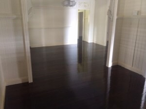 Hoop Pine flooring after application of Chocolate colour stain