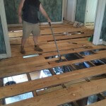 Floorboard removal after damage from borer and termites