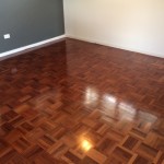 The finished sanded and polished parquetry floor