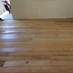 Repaired borer damaged wooden floor